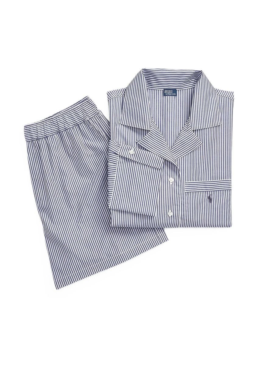 Gestreiftes Popeline-Crop-Pyjama-Set