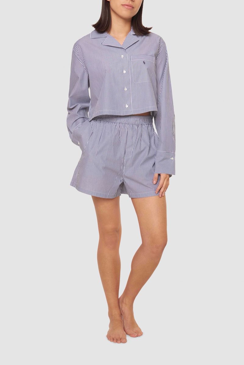 Gestreiftes Popeline-Crop-Pyjama-Set