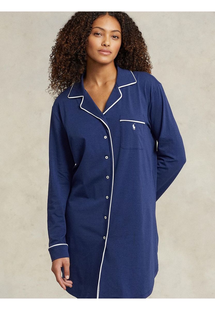 Klassisches Schlafshirt mit Reverskragen