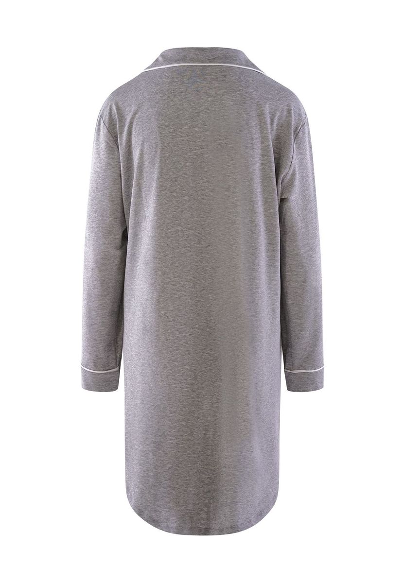 Graues Damen-Nachthemd mit Knopfleiste und Paspelierung