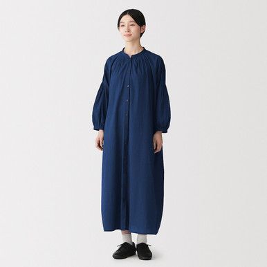 Midi-Kleid aus Baumwollvoile mit Biesen
