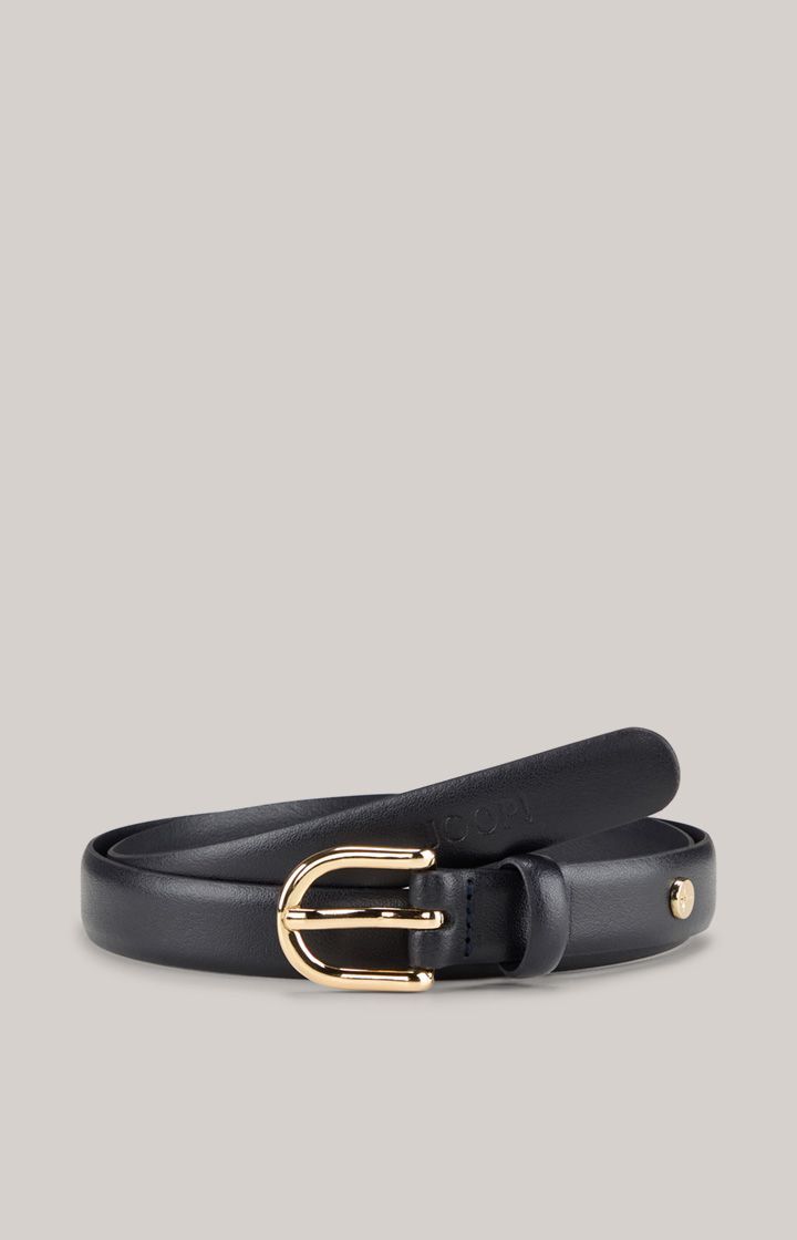 Joop! Schmaler Dunkelblauer Ledergürtel mit goldener Schnalle