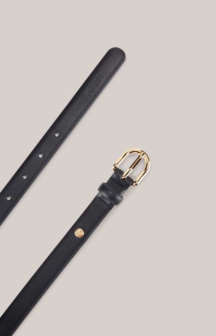 Joop! Schmaler Dunkelblauer Ledergürtel mit goldener Schnalle