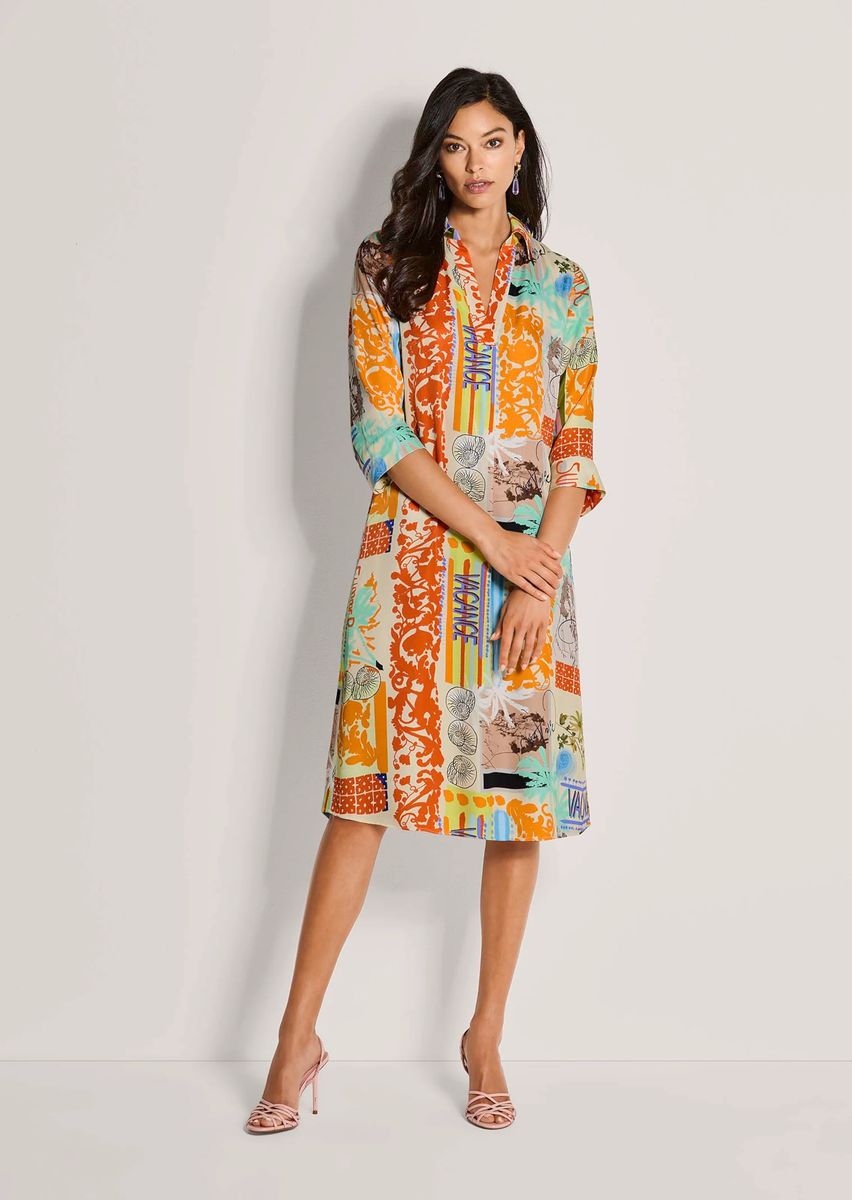 Hemdblusenkleid mit ausgefallenem Patch-Print