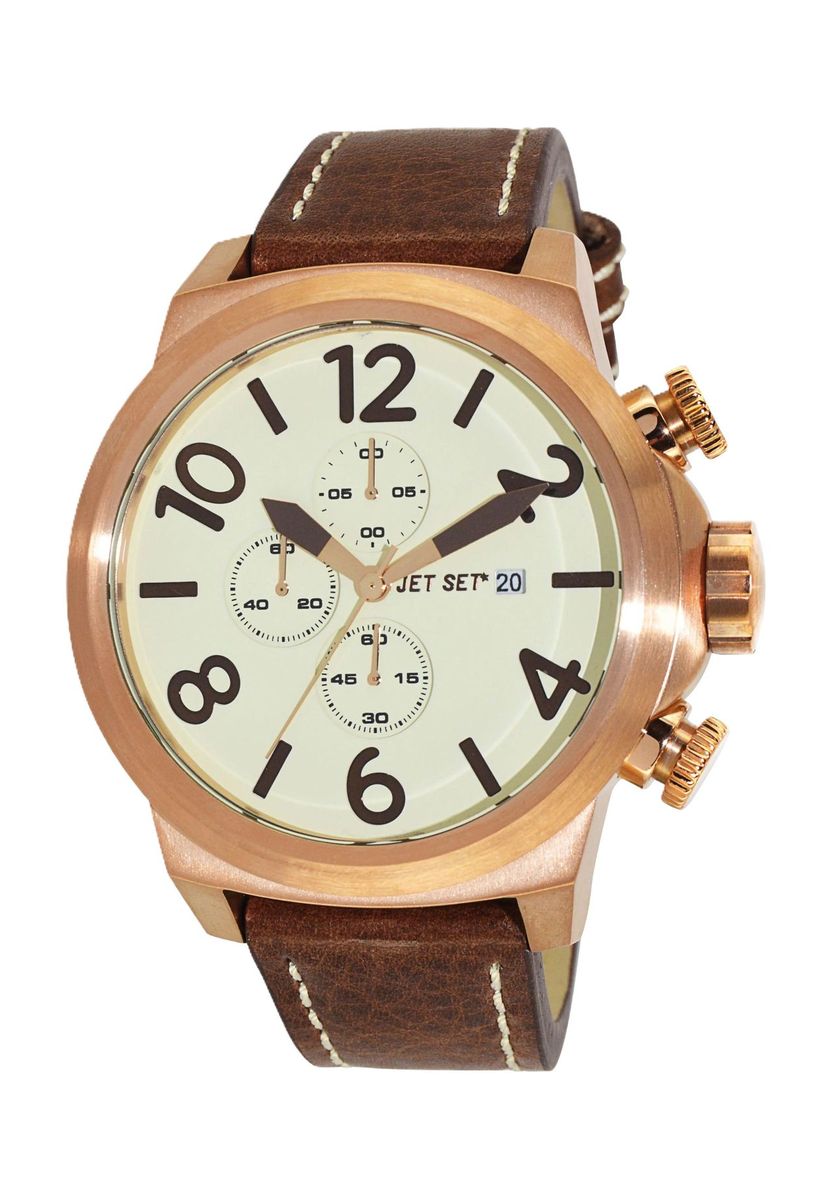 Herren-Chronograph mit braunem Lederarmband