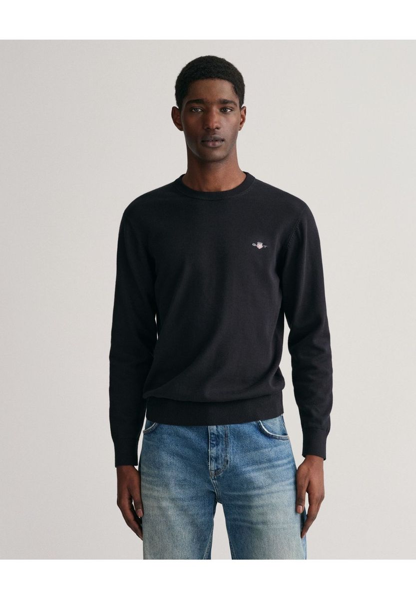 Klassischer Baumwollpullover mit Rundhalsausschnitt