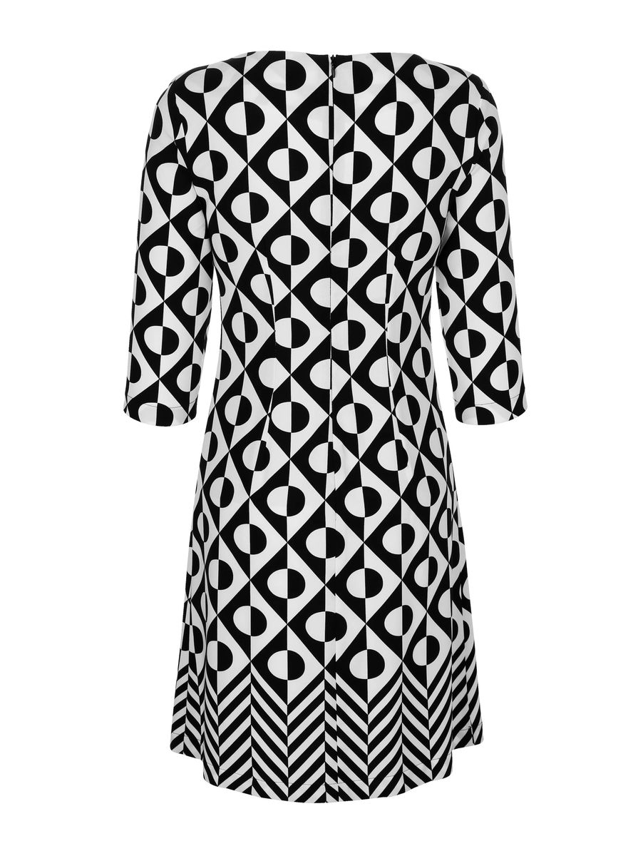 Geometrisches Kleid mit Dreiviertelärmeln