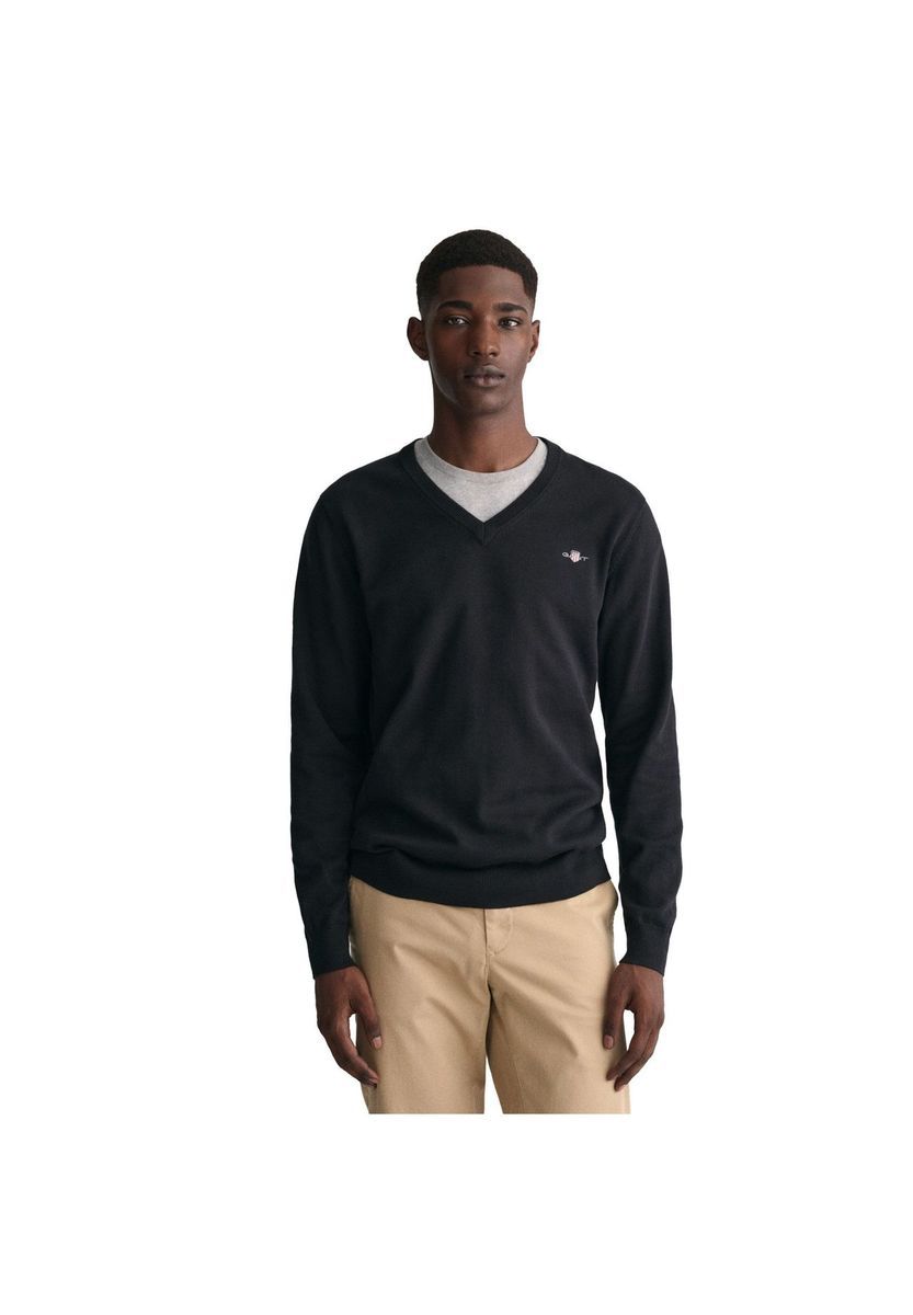 Klassischer Baumwollpullover mit V-Ausschnitt