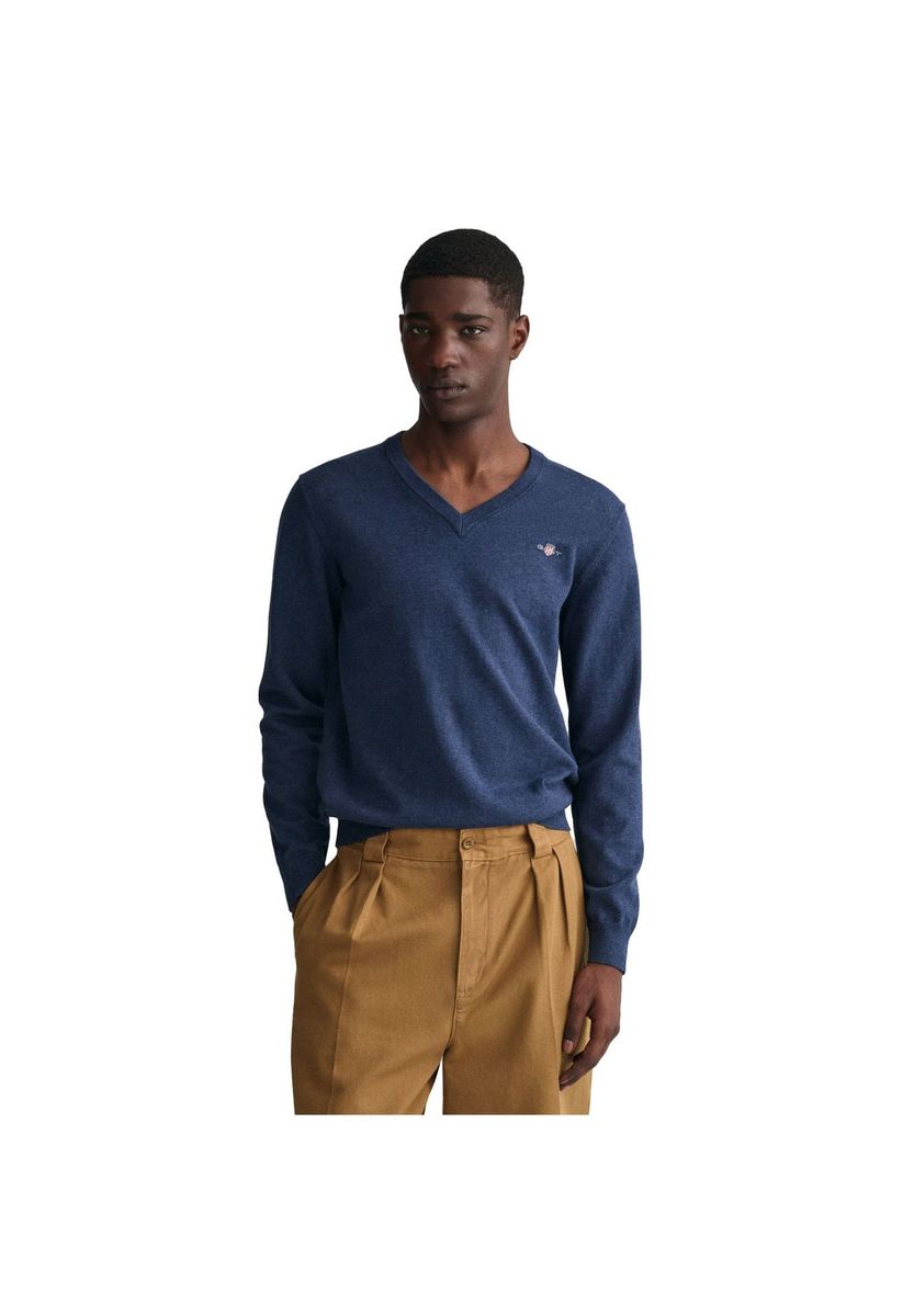 Klassischer V-Ausschnitt Baumwoll-Strickpullover