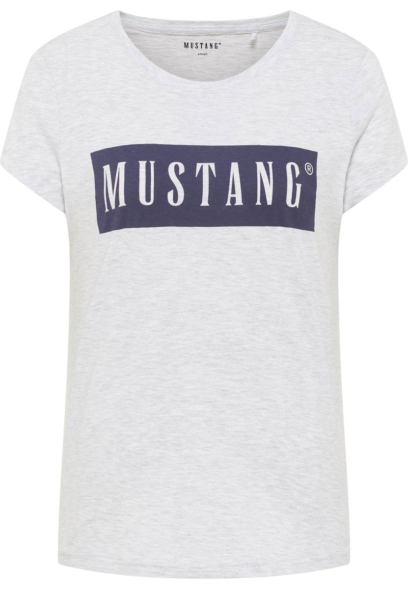 Meliertes Baumwoll-T-Shirt mit Logo-Print