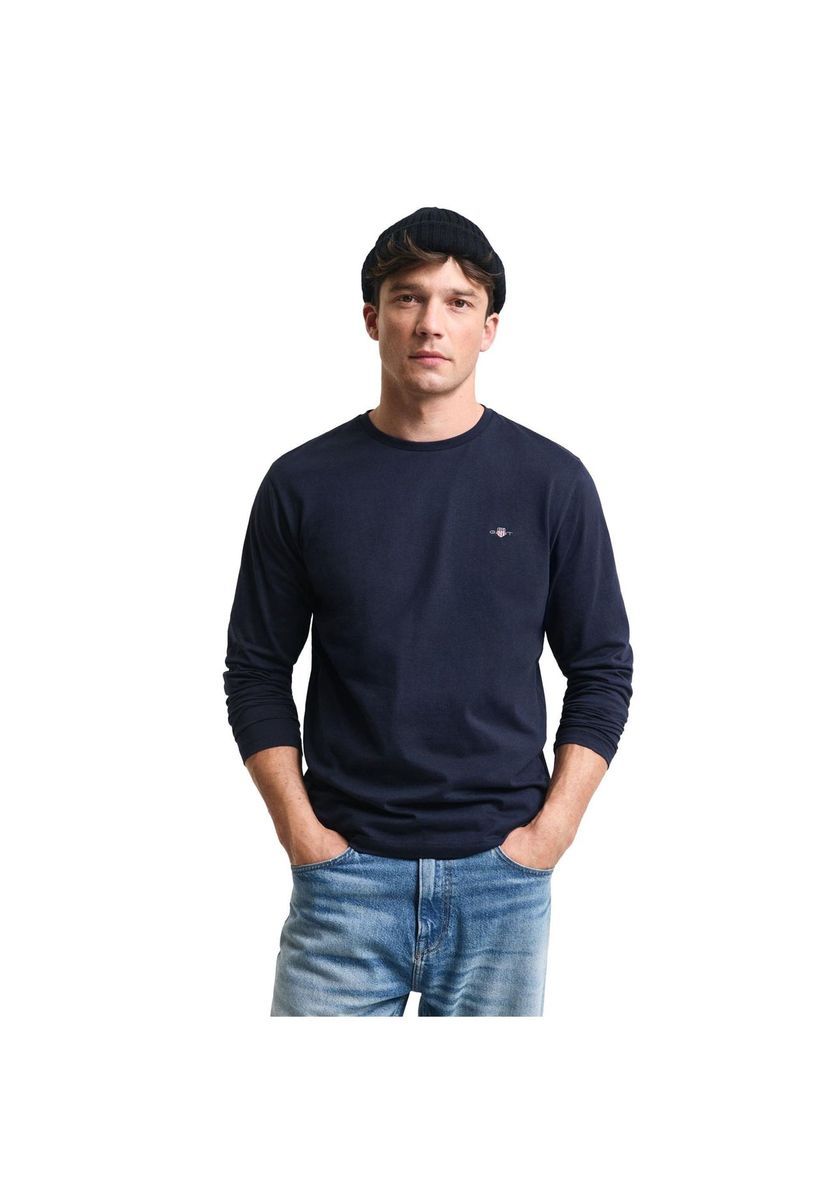 Klassisches Marineblaues Langarmshirt