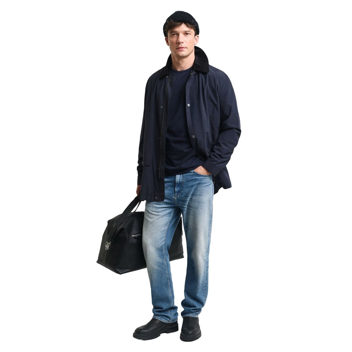 Klassisches Marineblaues Langarmshirt