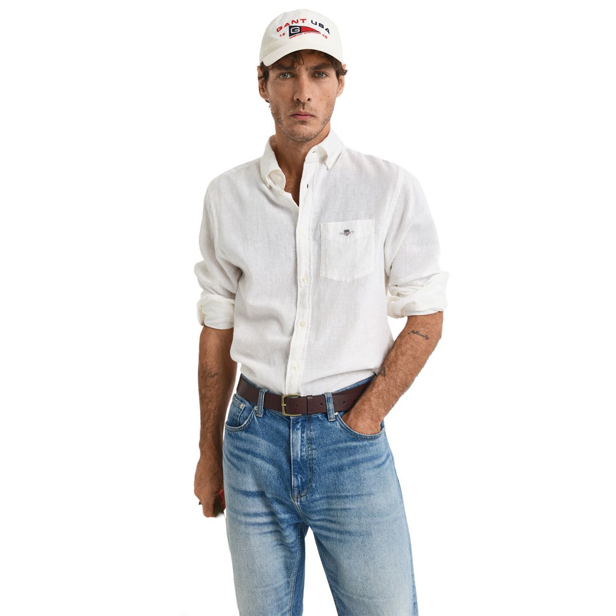 Klassisches Regular Fit Leinenmischhemd