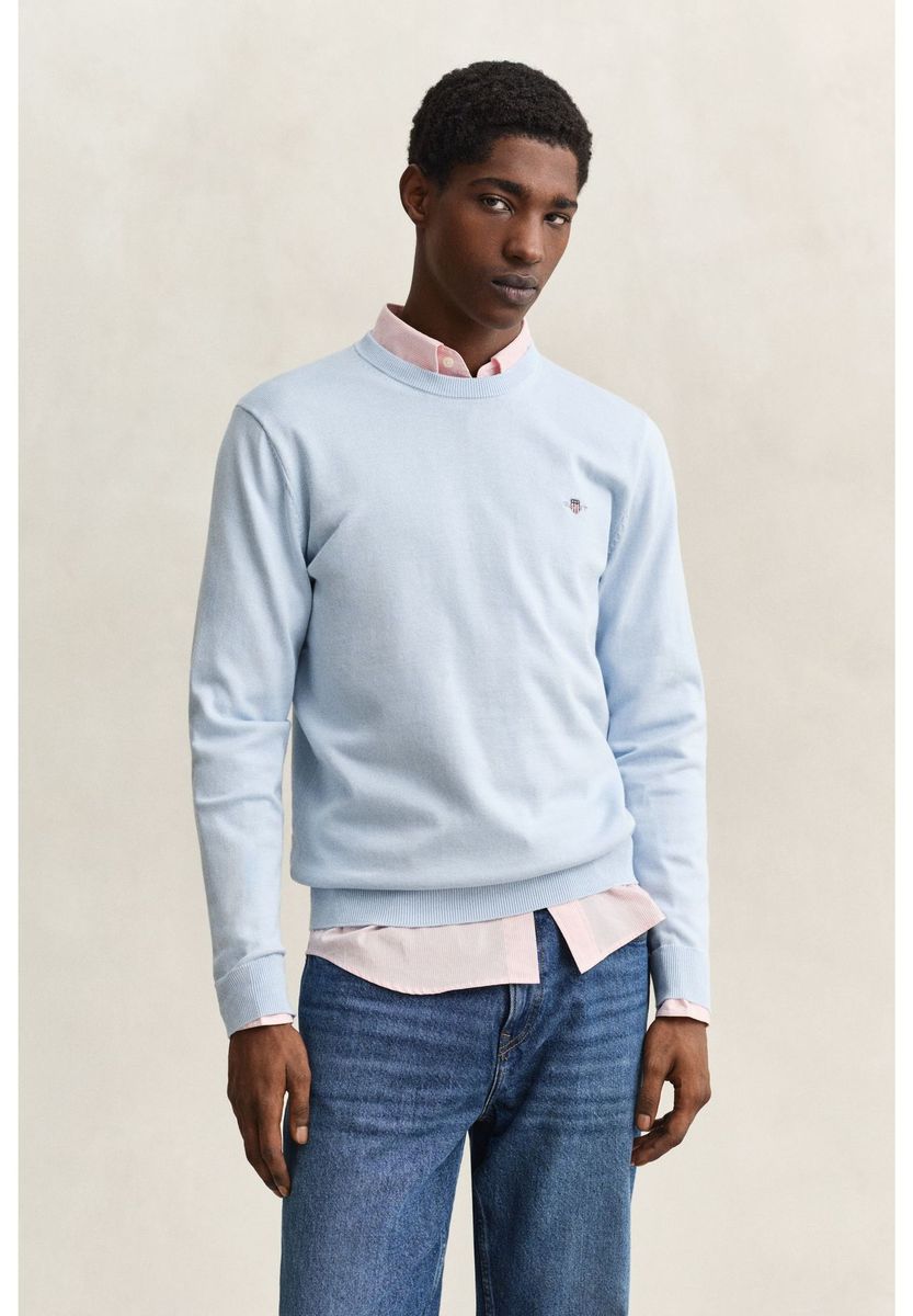 Hellblauer Baumwoll Strickpullover