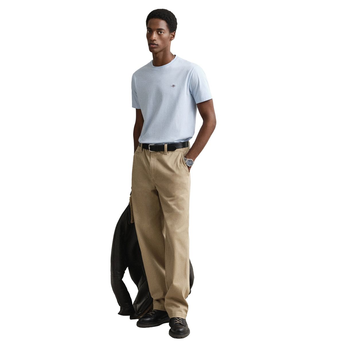 Klassisches Baumwoll-T-Shirt mit Schildlogo