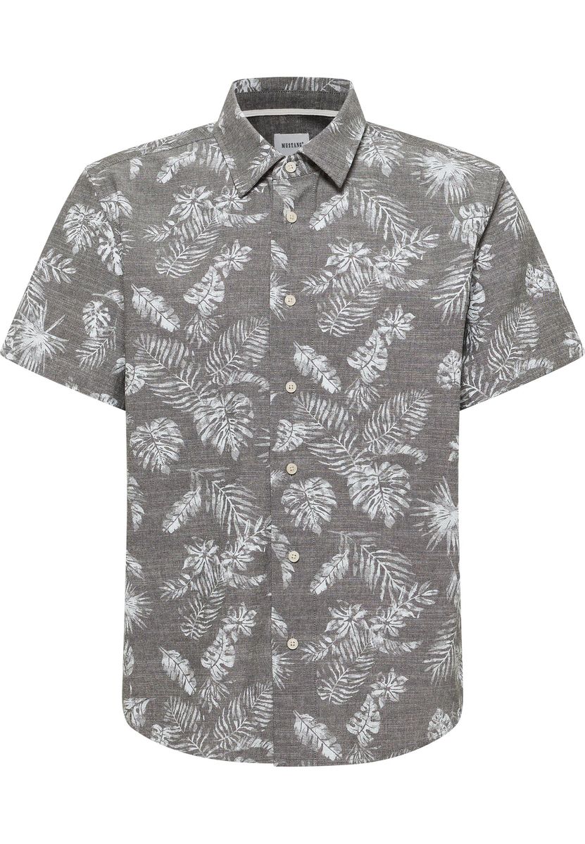Kurzarmhemd aus Chambray mit Tropenmuster