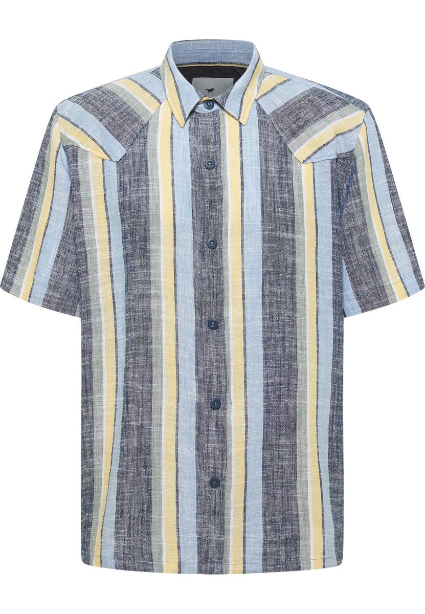 Gestreiftes Leinenmischhemd im Western-Stil