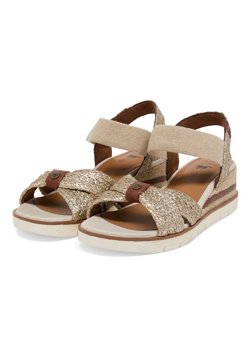 Glitzer-Riemchensandalen mit Keilabsatz