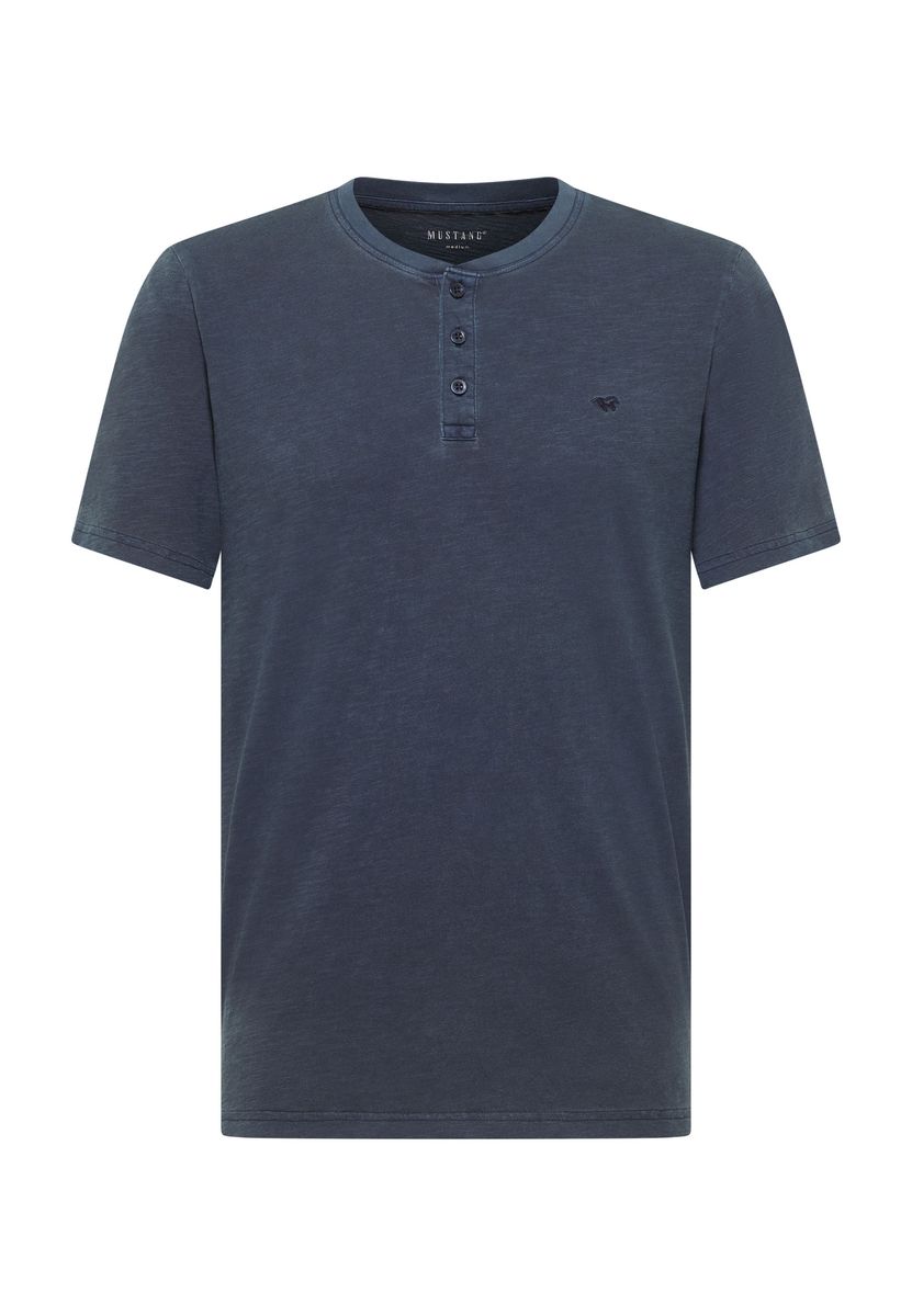 Klassisches meliertes Baumwoll-Henley-Shirt
