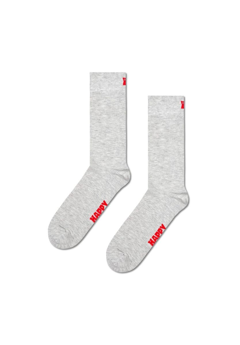 Einfarbige graue Socken Happy Print