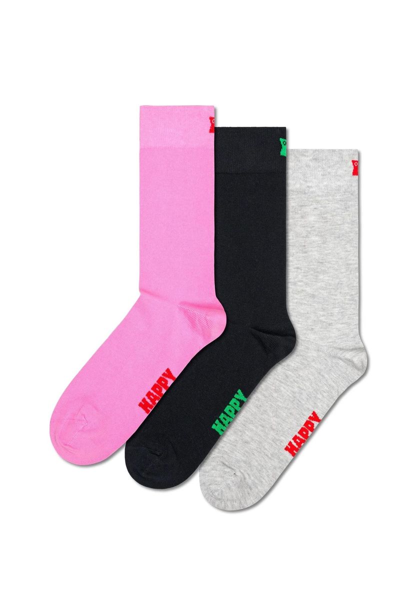 Einfarbige graue Socken Happy Print