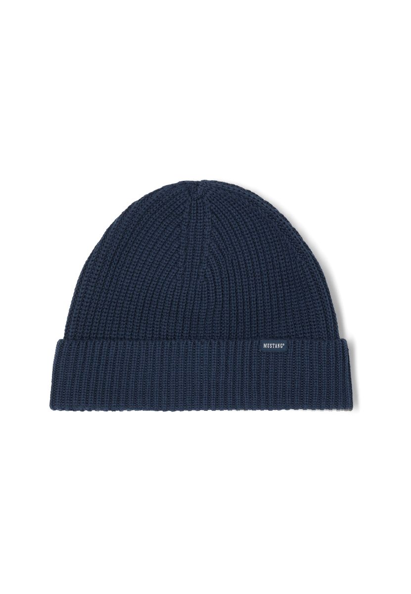Rippstrick-Beanie mit breitem Umschlag