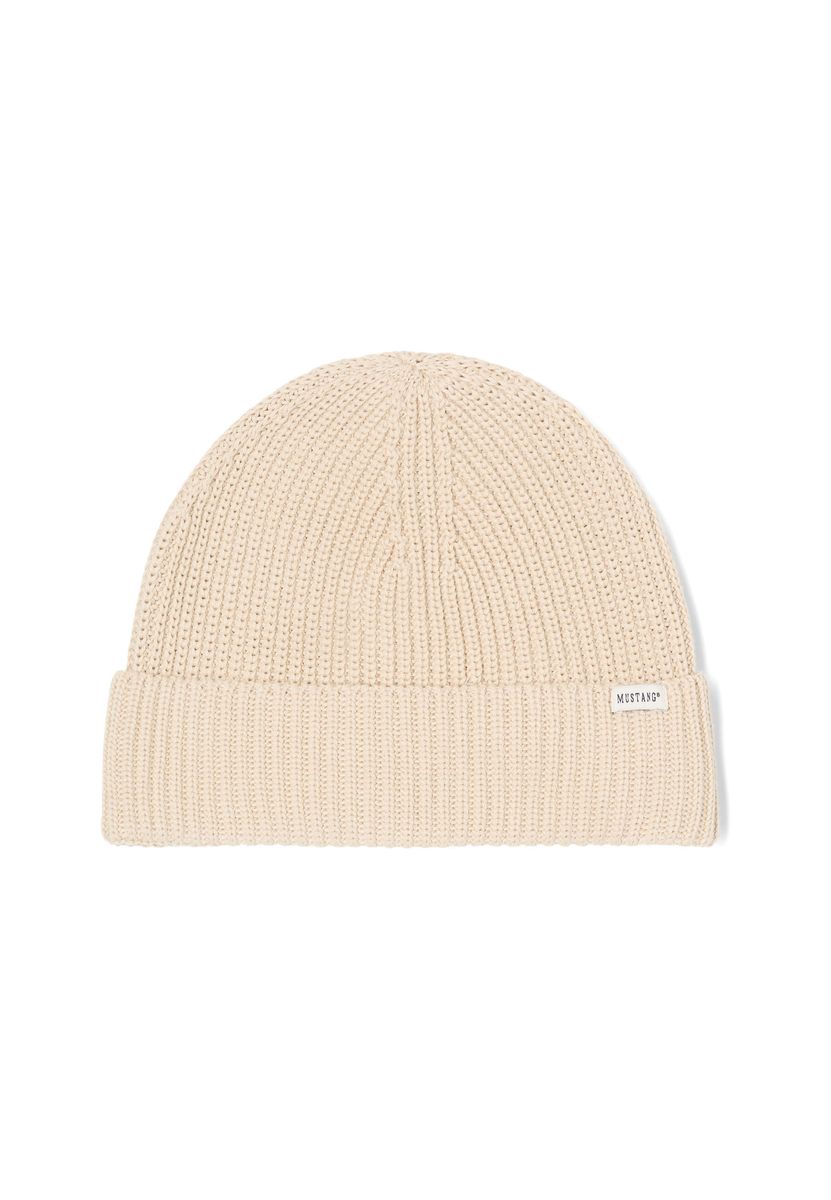 Rippstrick-Beanie mit breitem Umschlag