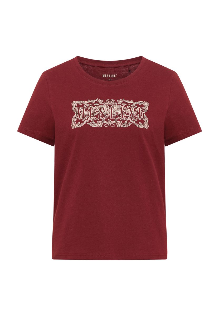 T-Shirt mit Logo-Spitzenprint