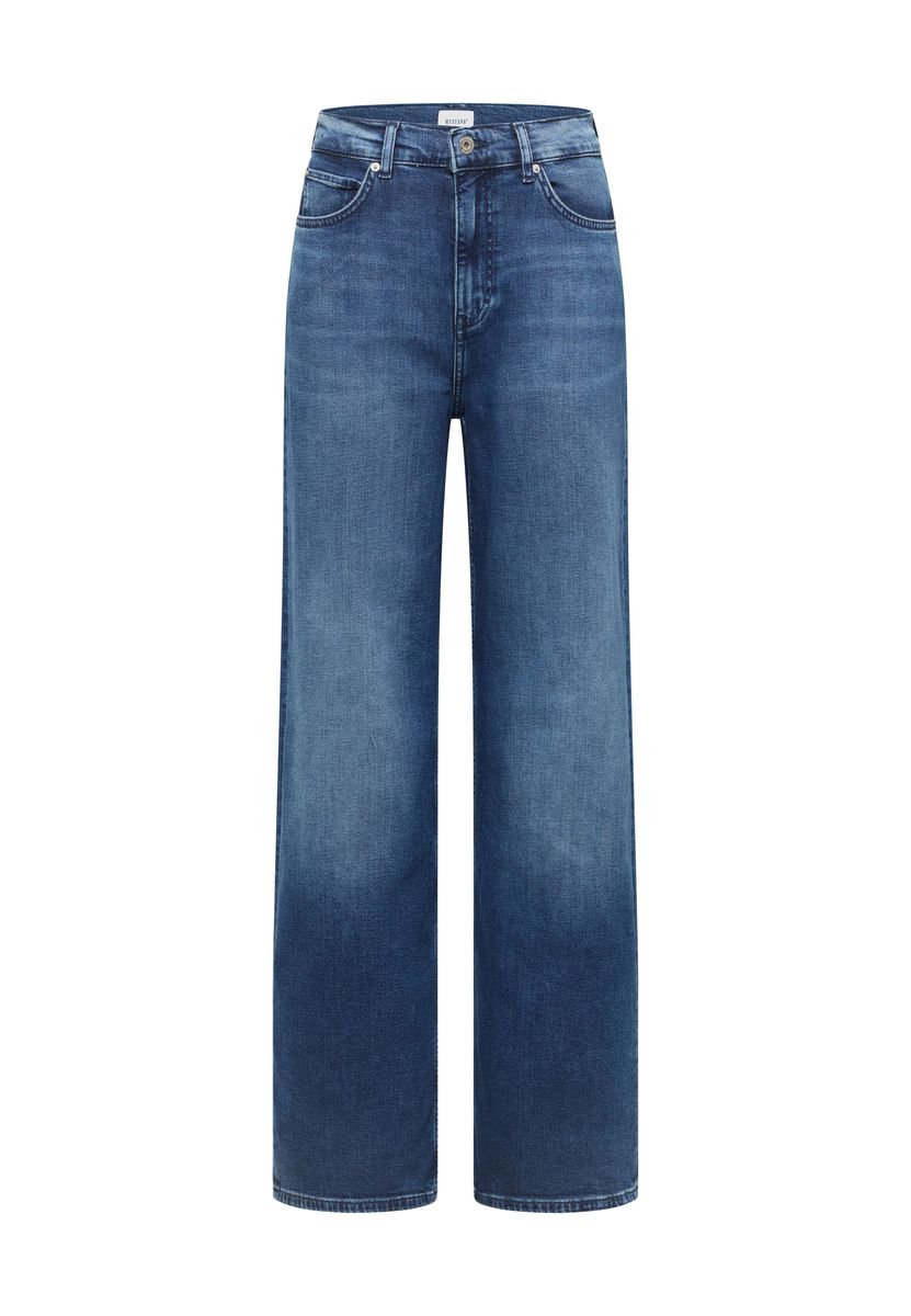High-Waist Wide-Leg Jeans im Used-Look