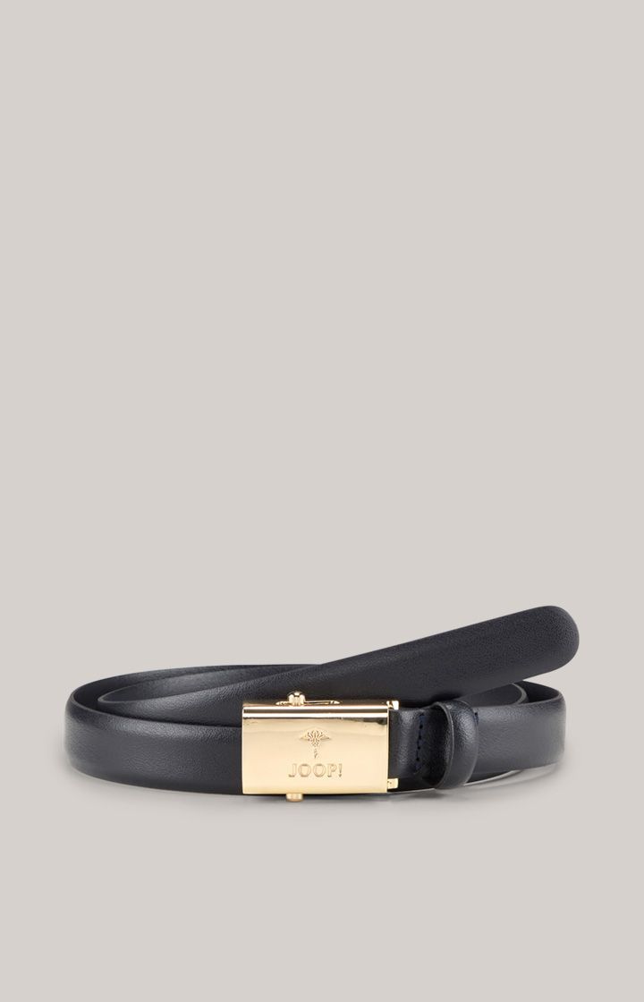 Joop! Schmaler Dunkelblauer Ledergürtel mit Goldschnalle
