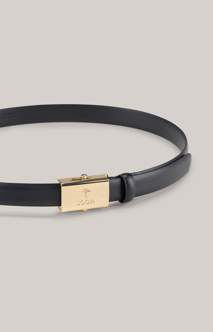 Joop! Schmaler Dunkelblauer Ledergürtel mit Goldschnalle