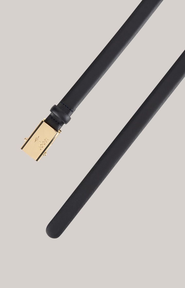 Joop! Schmaler Dunkelblauer Ledergürtel mit Goldschnalle