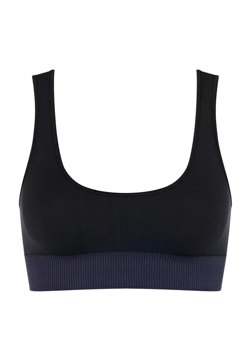 Schwarzes nahtloses Bustier-BH mit breiten Trägern