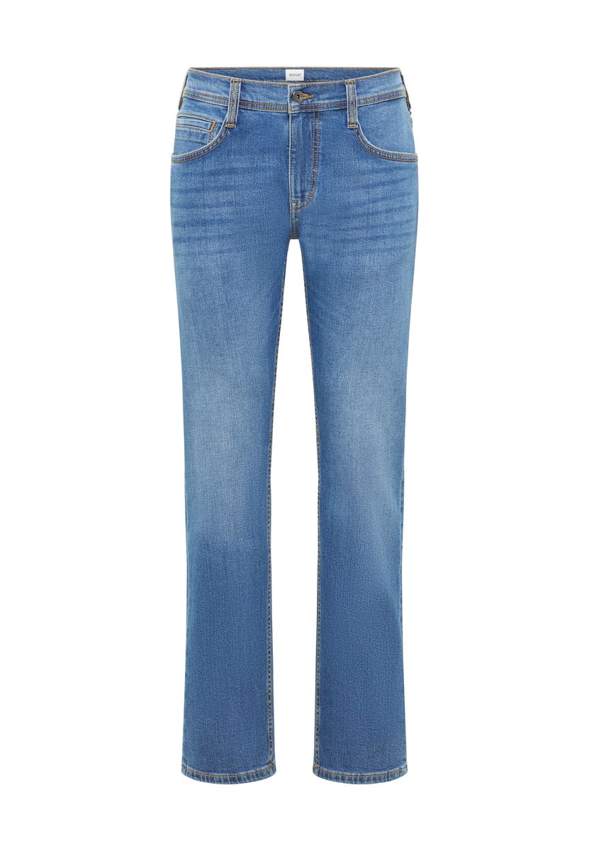 Schmal geschnittene Bootcut-Jeans im Used-Look