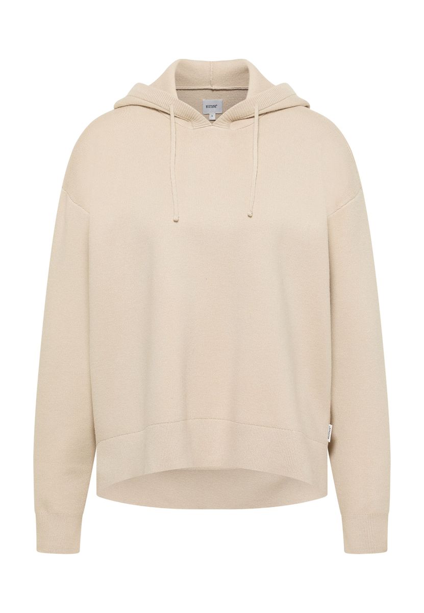 Oversized Strick-Hoodie mit Seitenschlitzen