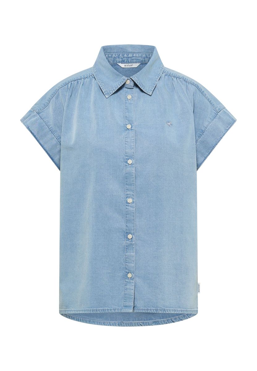 Locker geschnittene Bluse in Denim-Optik