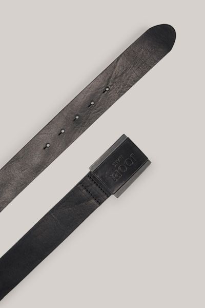 JOOP! Schwarzer Ledergürtel mit goldener Schnalle, Signature Muster