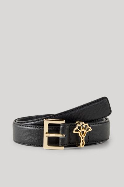 JOOP! Schwarzer Ledergürtel mit goldener Schnalle, Signature Muster