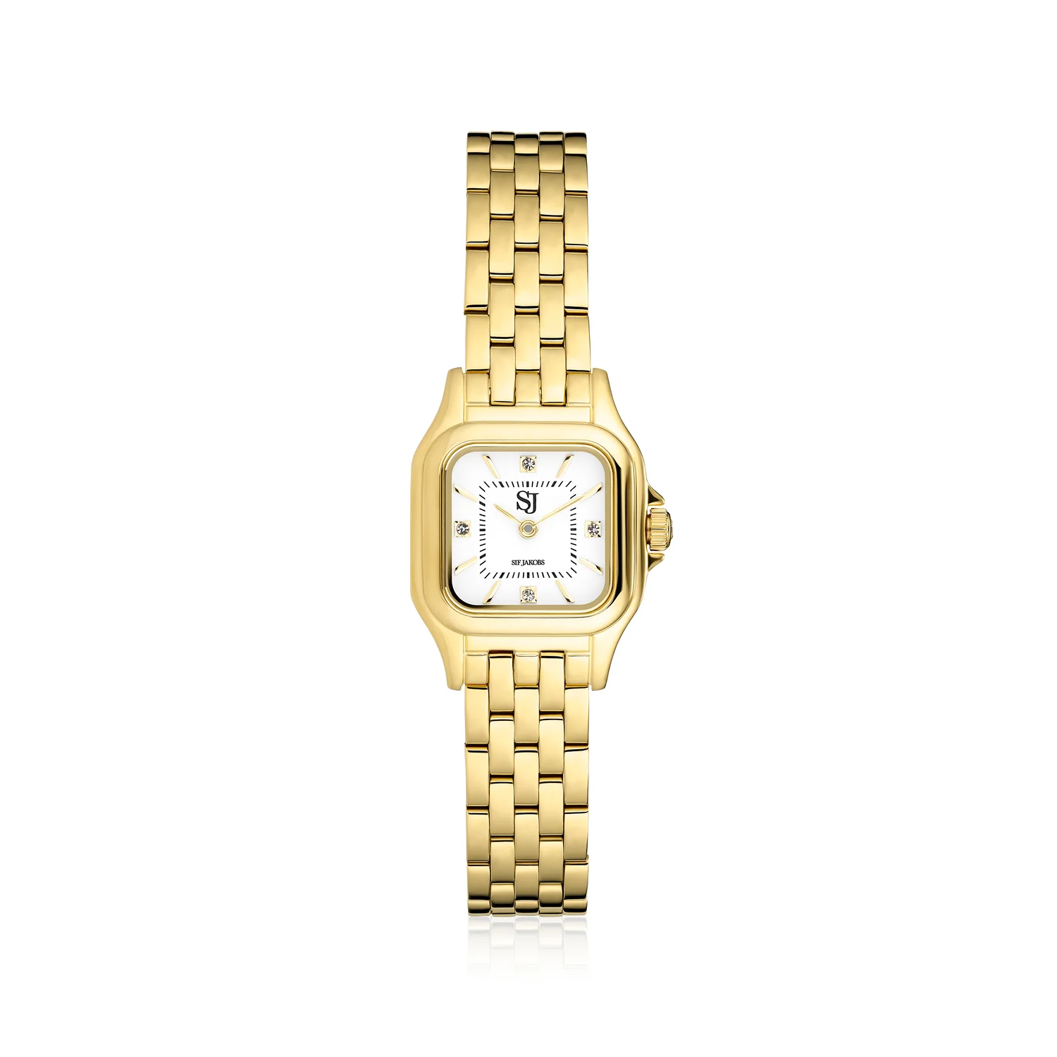 Elegante goldene Uhr mit quadratischem Gehäuse