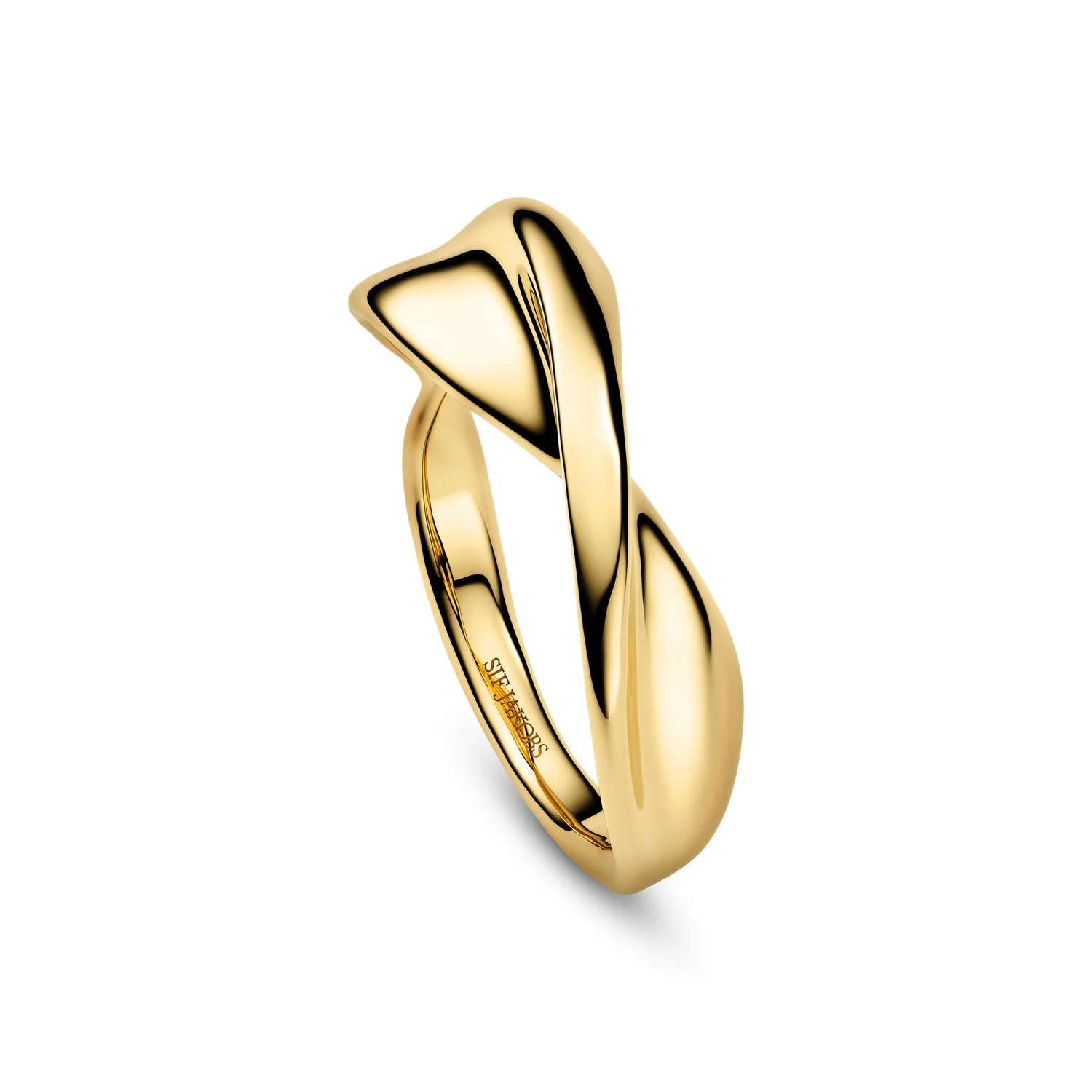 Skulpturaler Goldener Ring in Blattform