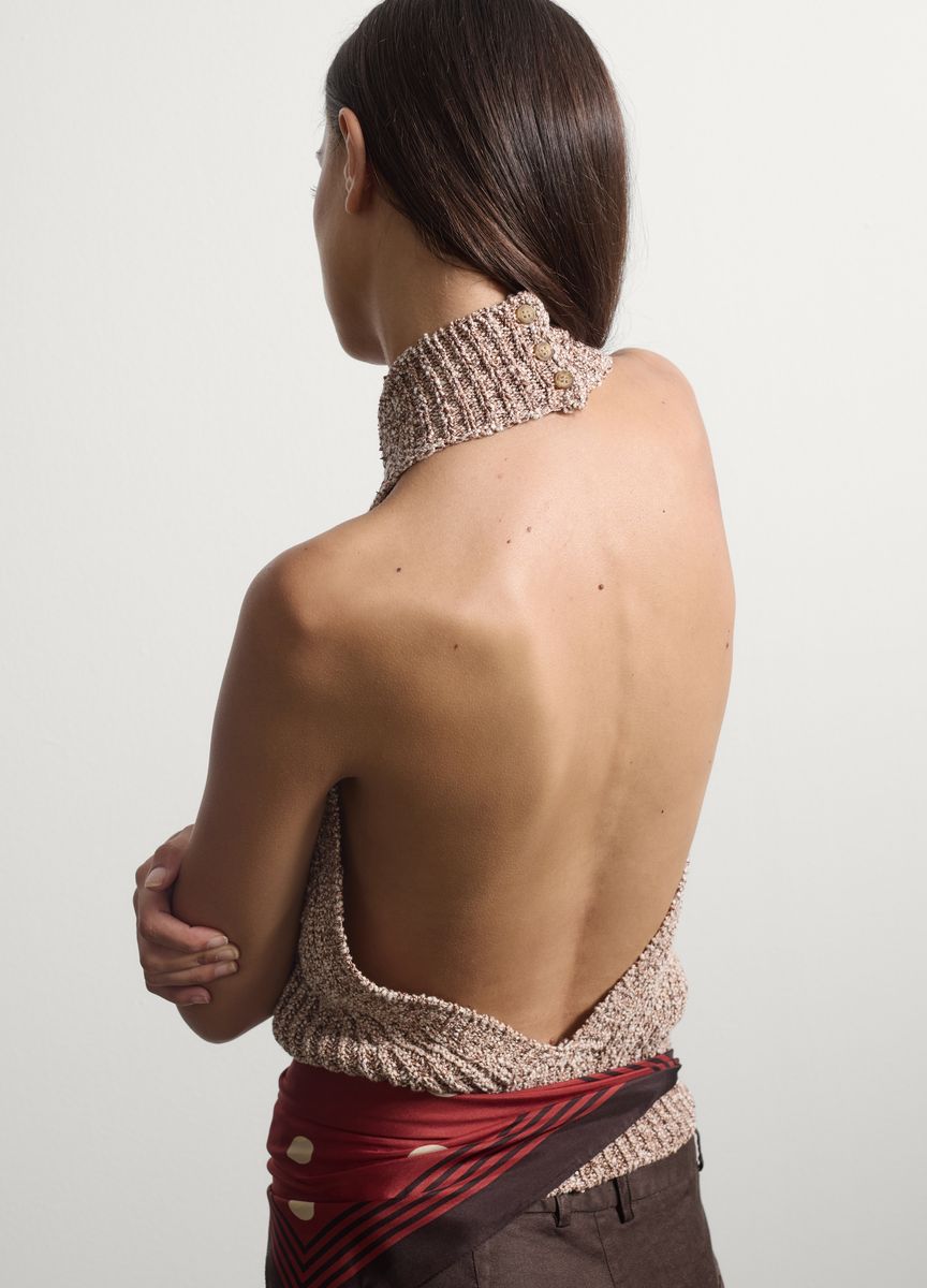 Rückenfreies Halter-Stricktop