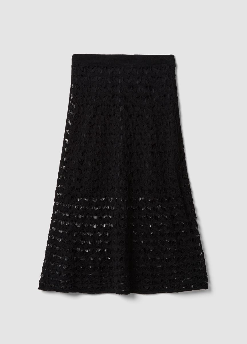 Häkelstrickrock mit transparenten Details