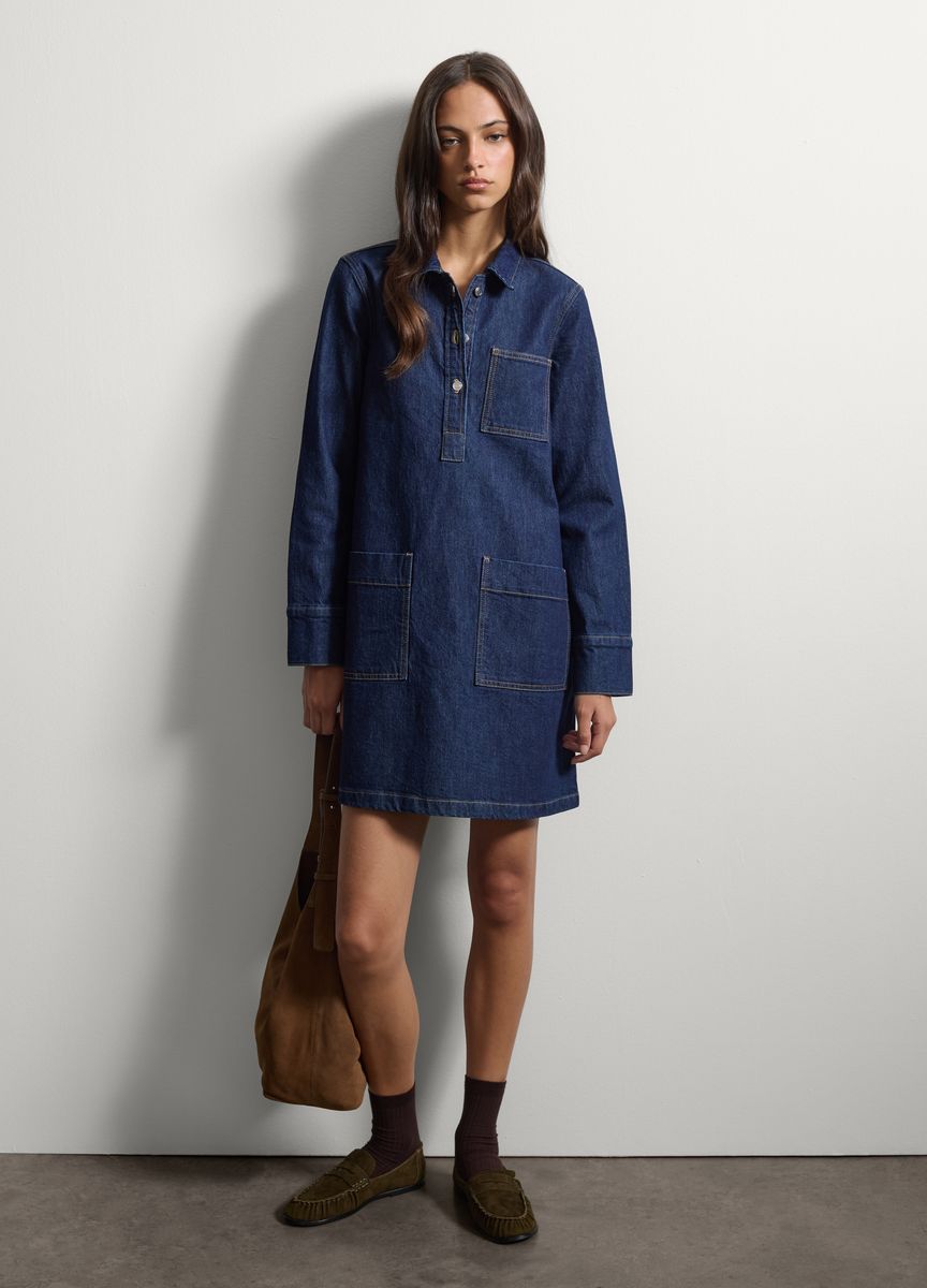 Lockeres Jeans-Hemdkleid in Mini-Länge