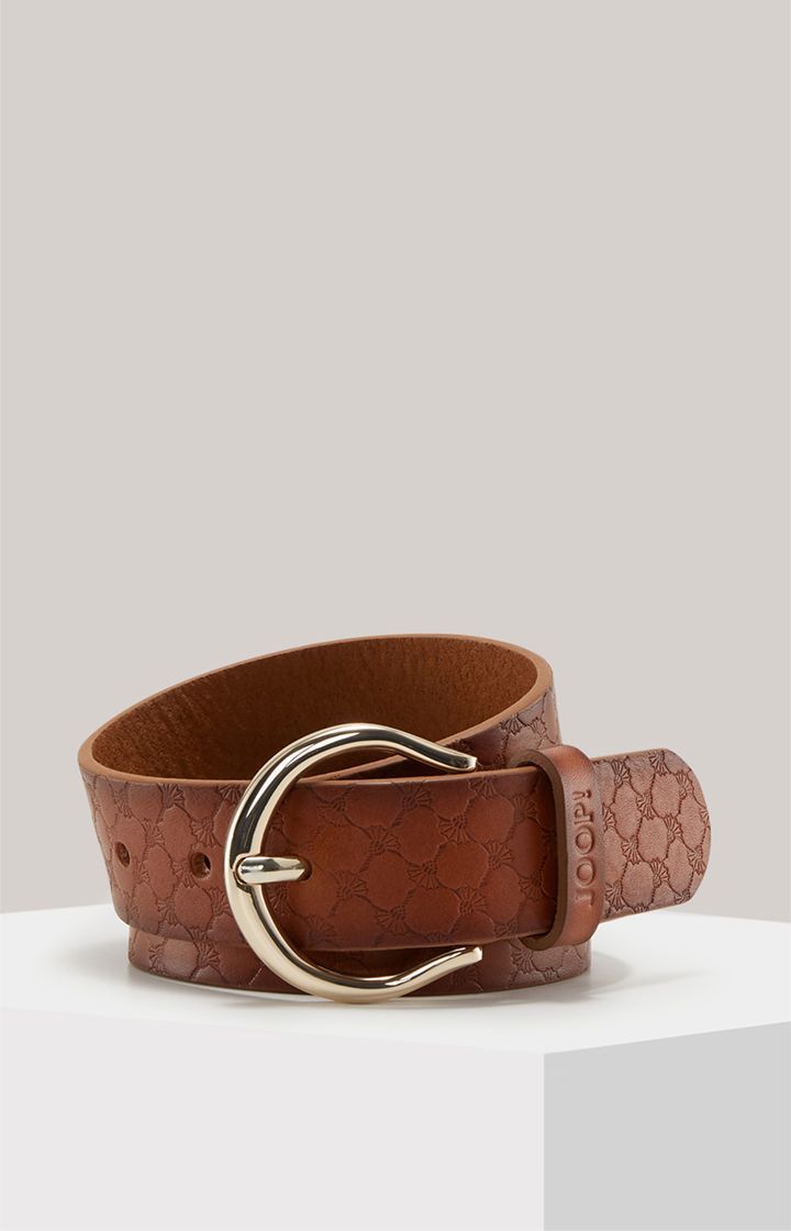 JOOP! Brauner Ledergürtel mit Kornblumenprägung und Schnalle