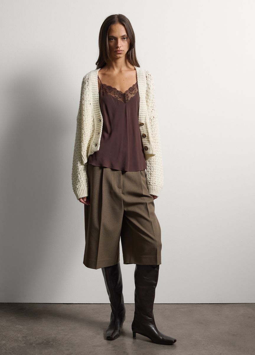 Grobstrick-Cardigan mit Lochmuster
