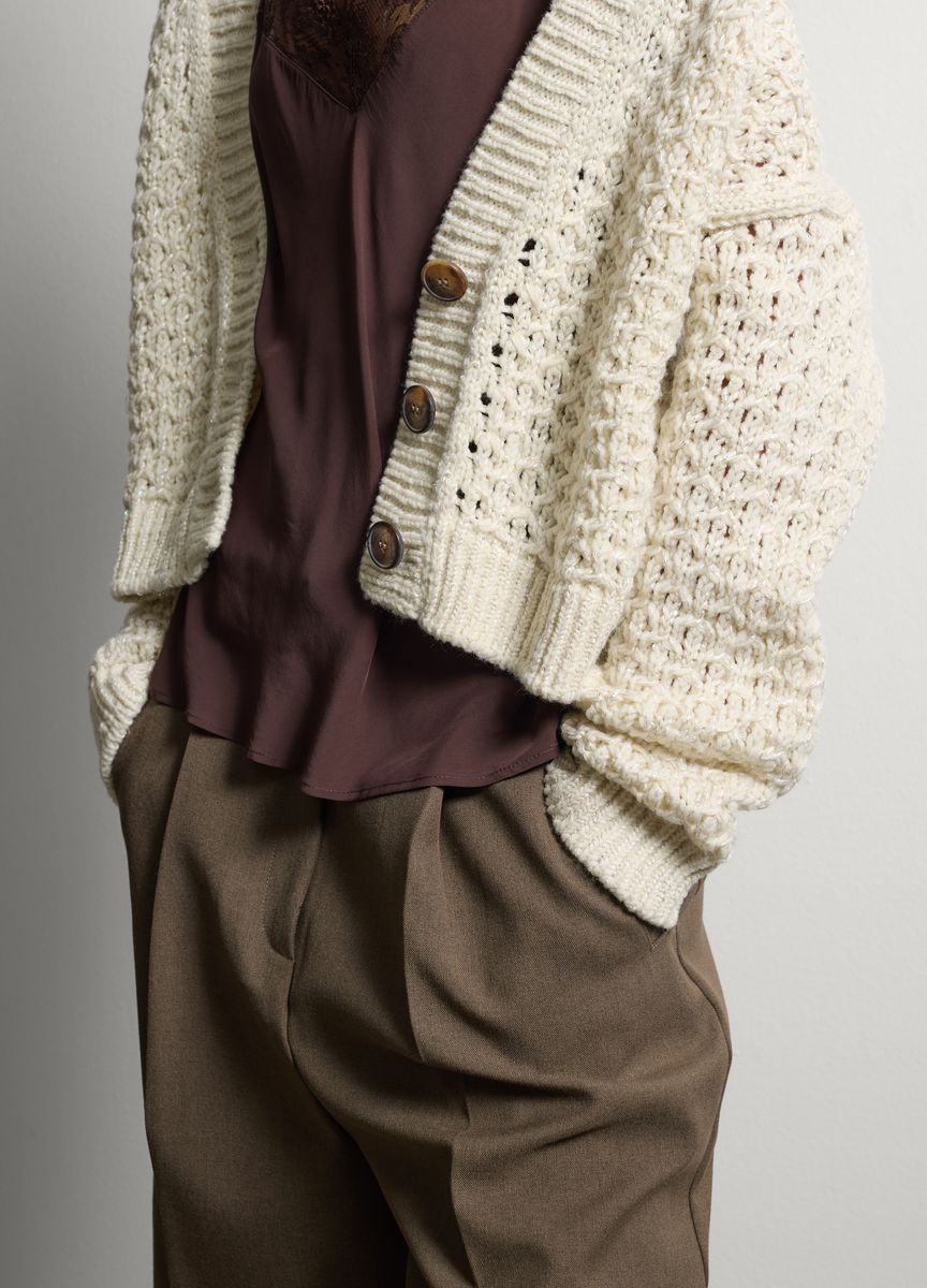 Grobstrick-Cardigan mit Lochmuster