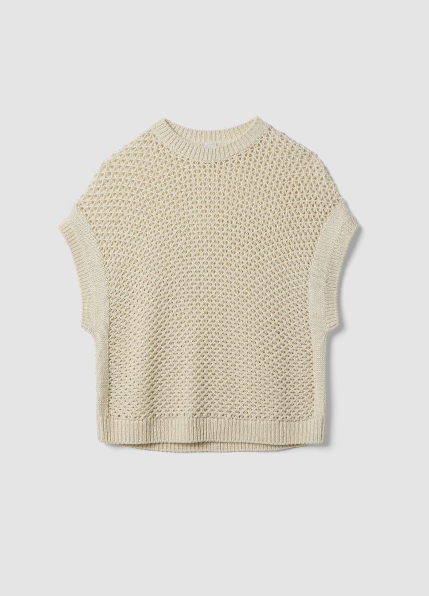 Ajour-Strickweste mit Pailletten