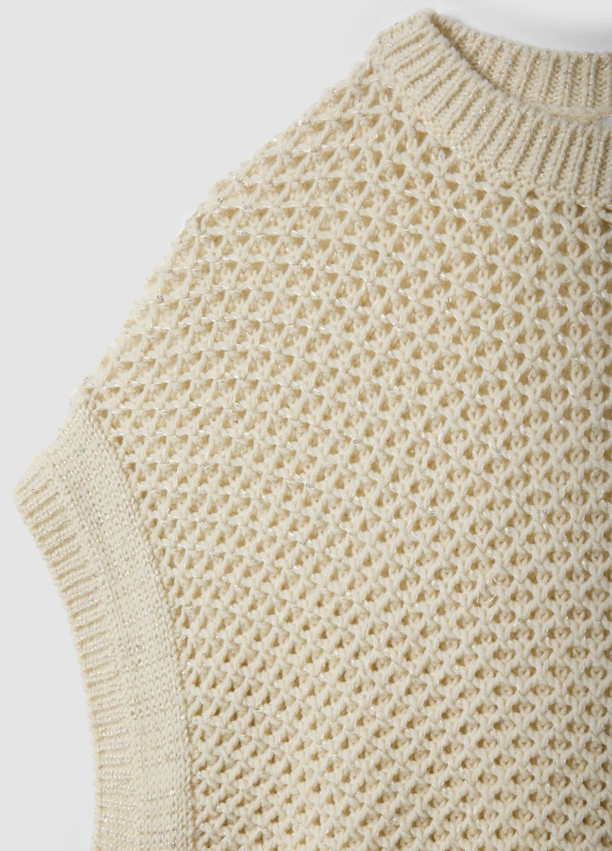 Ajour-Strickweste mit Pailletten