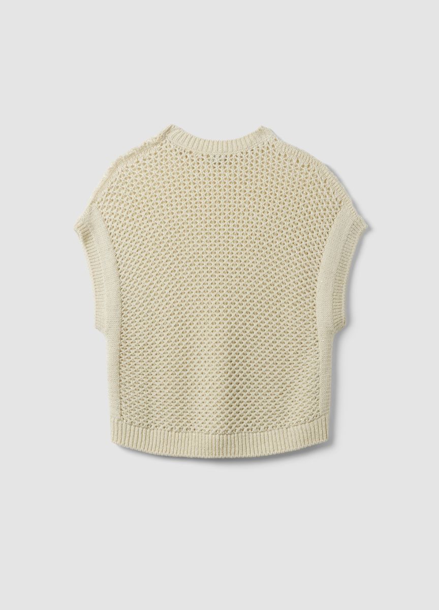Ajour-Strickweste mit Pailletten