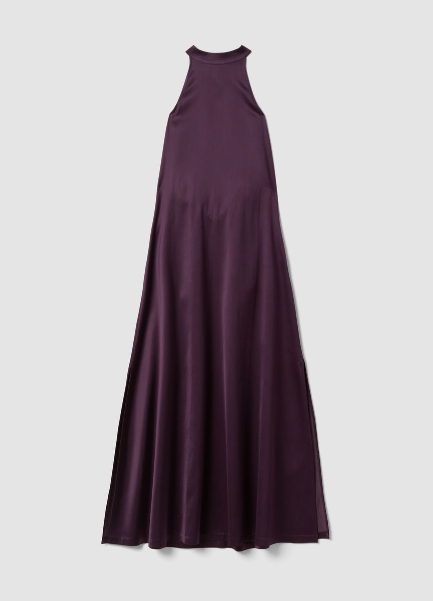 Fließendes Satin-Maxikleid mit Neckholder